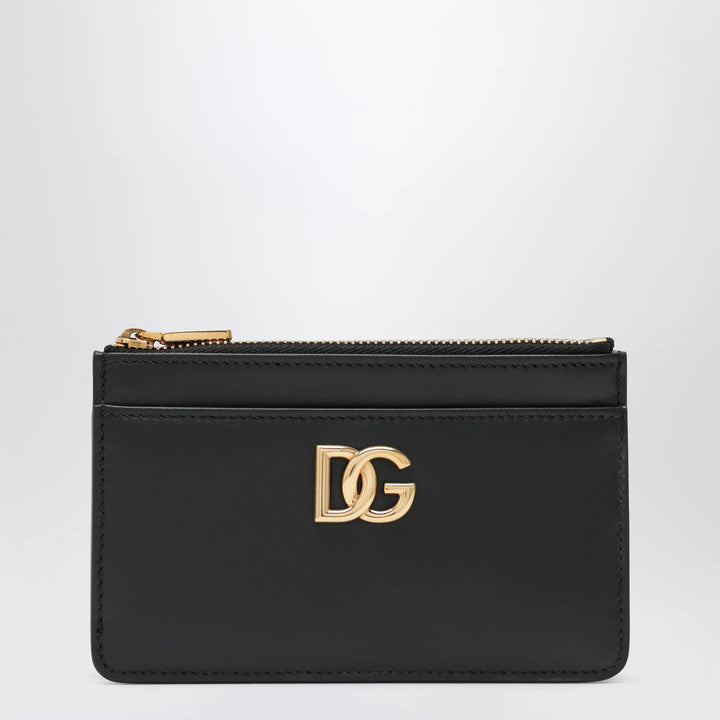 Dolce&amp;Gabbana - Black leather zip card holder with DG logo Brand Apparel &amp; Accessories U