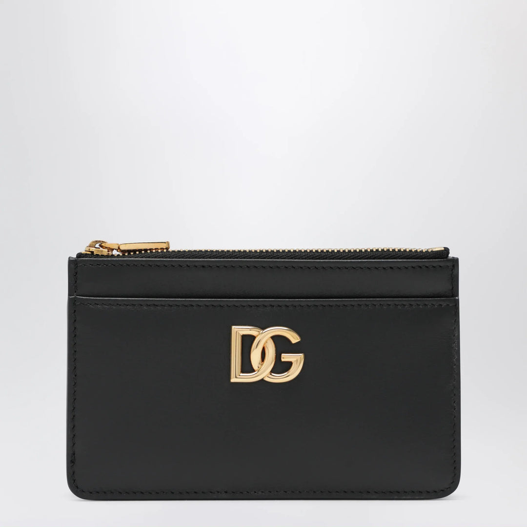 Dolce&amp;Gabbana - Black leather zip card holder with DG logo Brand Apparel &amp; Accessories U