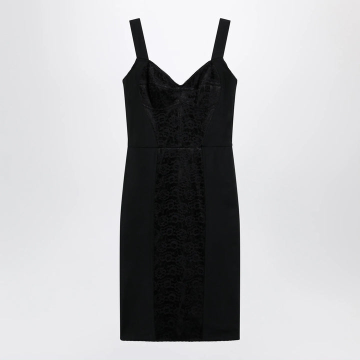 Dolce&amp;Gabbana - Black sheath dress with lace details Brand Apparel &amp; Accessories 42  IT