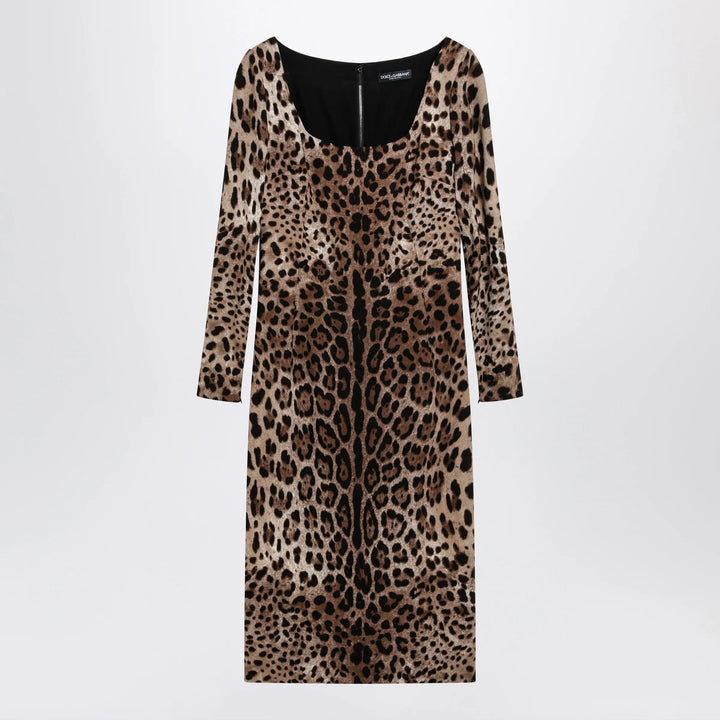 Dolce&amp;Gabbana - Leopard-print long-sleeve dress in viscose Brand Apparel &amp; Accessories
