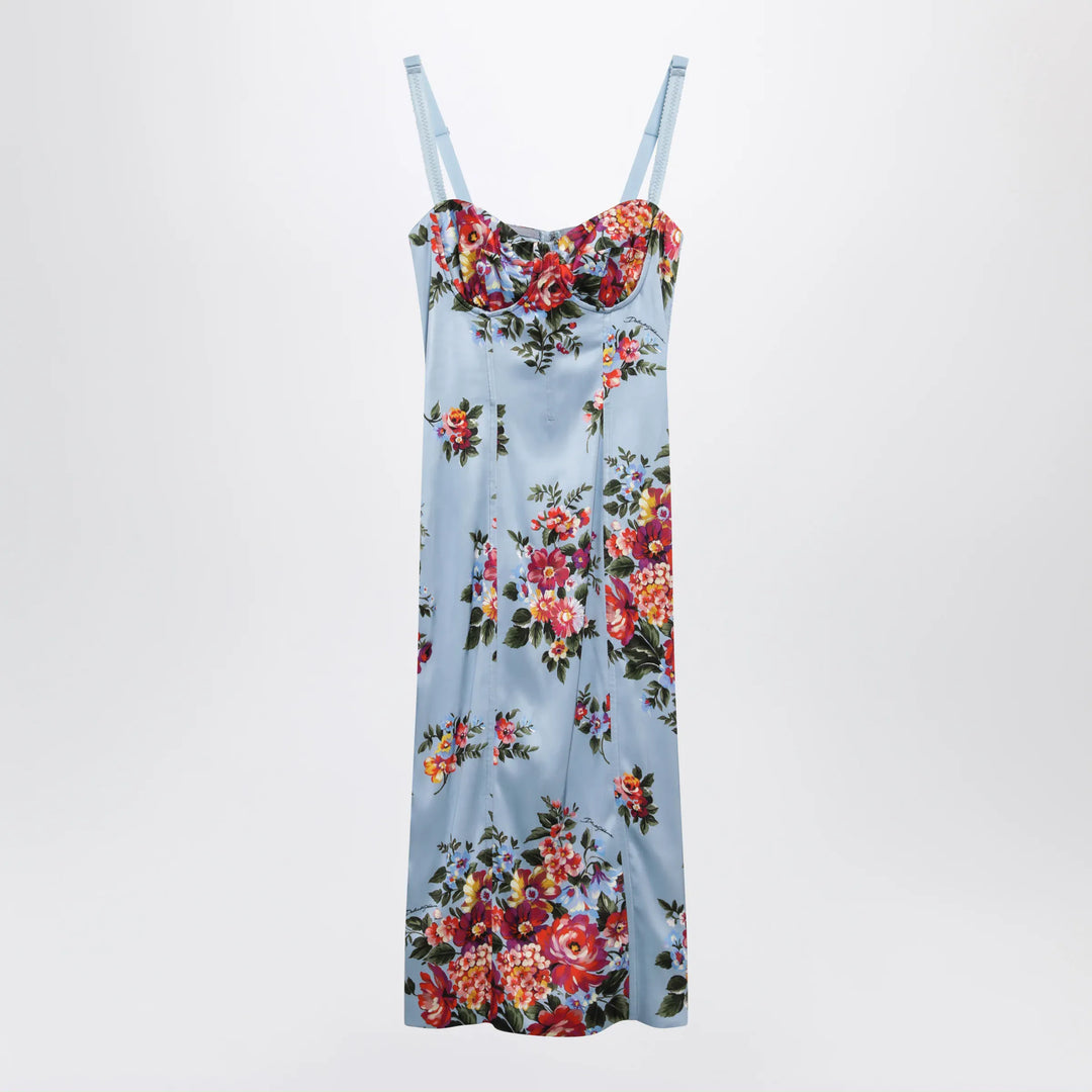 Dolce&Gabbana - Midi dress in twill with floral print Brand Apparel & Accessories 40  IT
