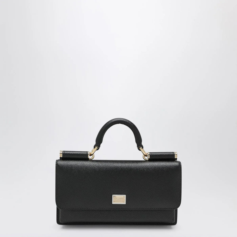 Dolce&Gabbana - Mini Dauphine black leather bag with logo tag Brand Apparel & Accessories TU