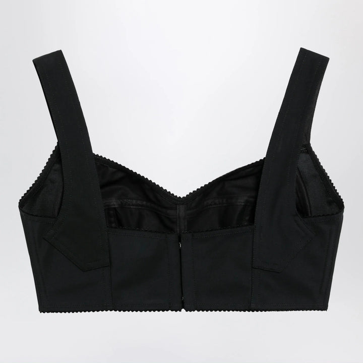 Dolce&amp;Gabbana - Satin corset-style crop bustier in black Brand Apparel &amp; Accessories