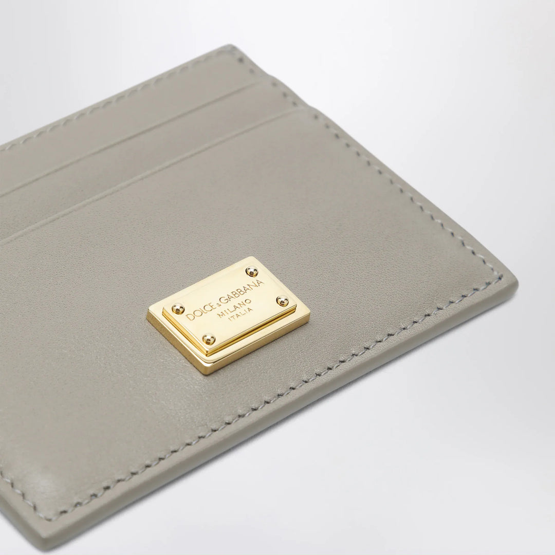 Dolce&amp;Gabbana - Taupe leather card holder with logo plaque Brand Apparel &amp; Accessories U