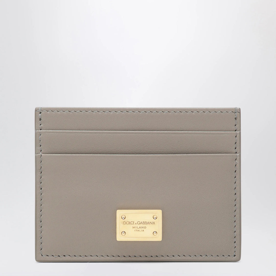 Dolce&amp;Gabbana - Taupe leather card holder with logo plaque Brand Apparel &amp; Accessories U