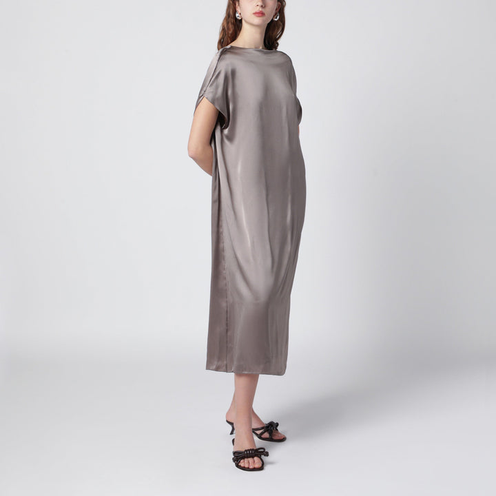Apparel &amp; Accessories Dries Van Noten - Taupe silk satin midi dress Brand