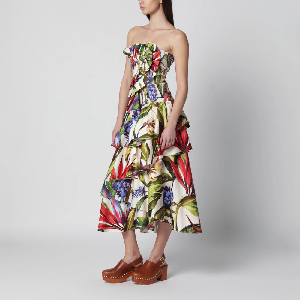FARM Rio - Sand Florart strapless cotton dress Brand Apparel & Accessories XS