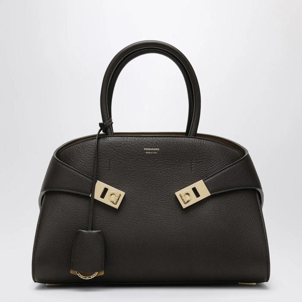Ferragamo - Hug M handbag in brown/ochre leather Brand Apparel & Accessories TU