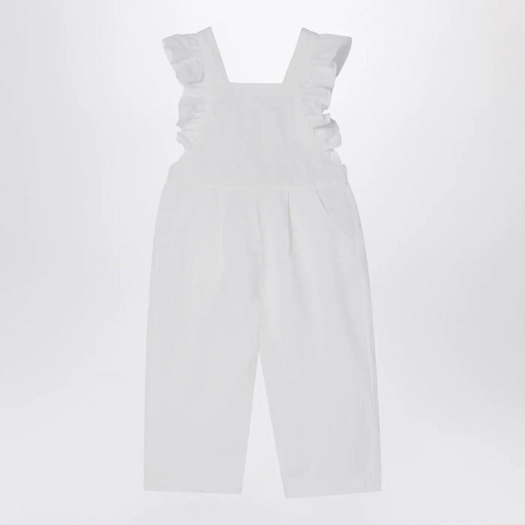 Il Gufo - White linen overall with ruffles Brand Apparel &amp; Accessories 12M