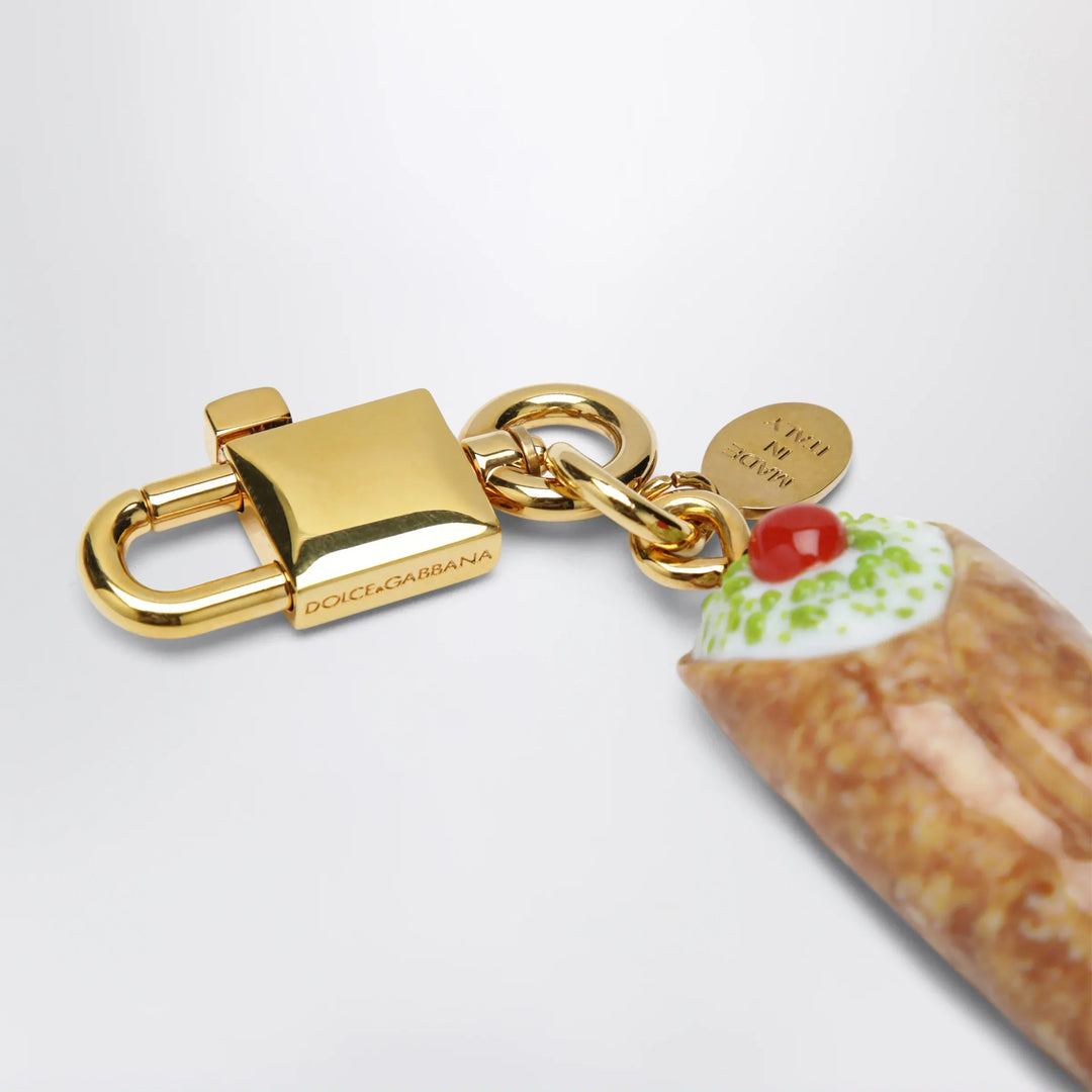 Dolce&amp;Gabbana - Cannolo charm keyring in metal and resin, multicolor Brand Apparel &amp; Accessories > Jewelry TU