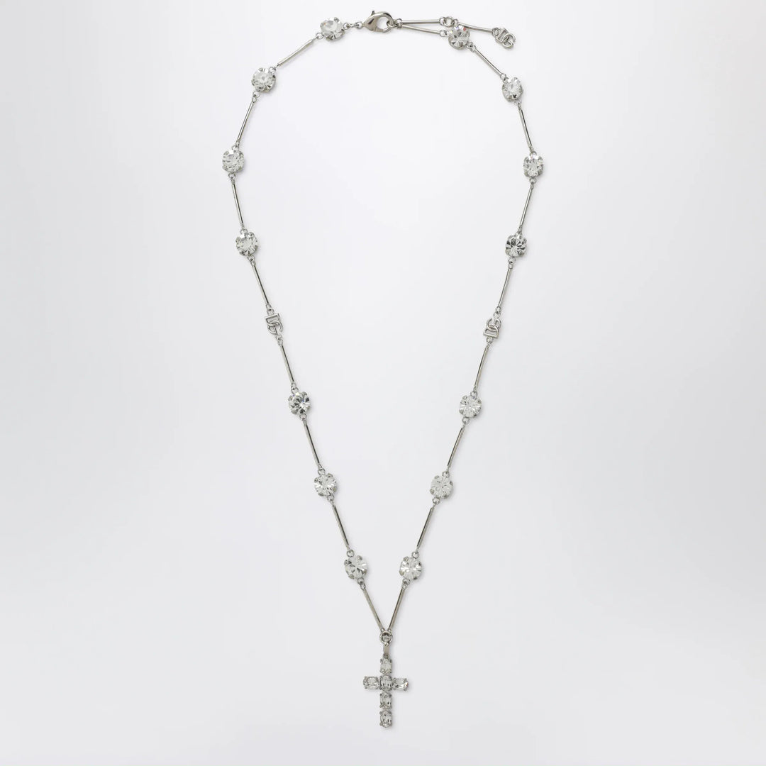 Dolce&Gabbana - Rosary-style brass necklace with crystal cross Brand Apparel & Accessories > Jewelry TU