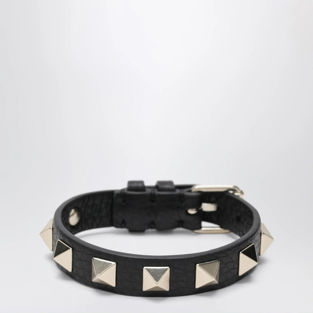 Valentino Garavani - Black leather Rockstud bracelet with gold-tone studs Brand Apparel &amp; Accessories > Jewelry U