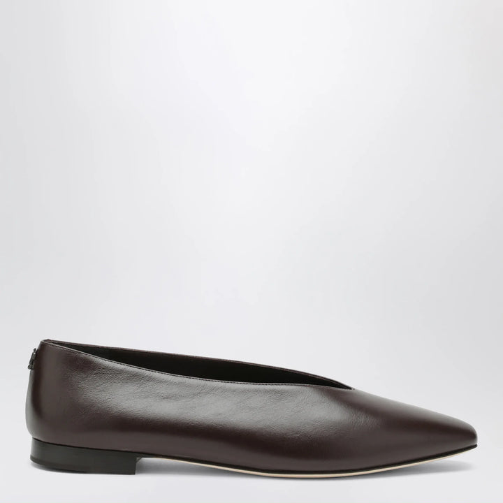 Jimmy Choo - Chocolate Leather Margot Ballet Flats Brand Apparel &amp; Accessories 36 IT