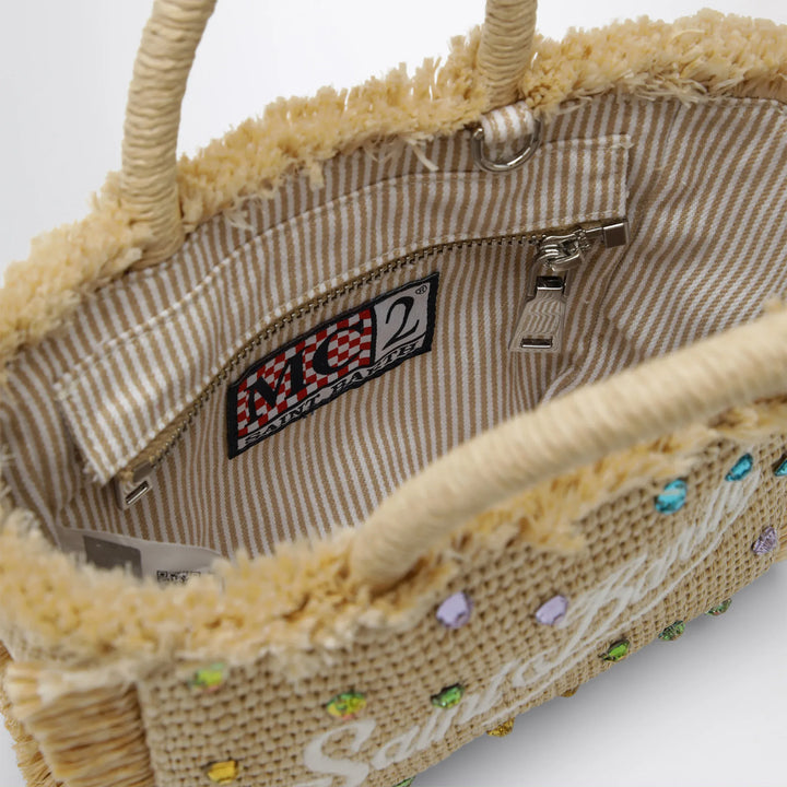 MC2 Saint Barth - Small Colette bag in straw-effect fabric with beads Brand Apparel &amp; Accessories TU