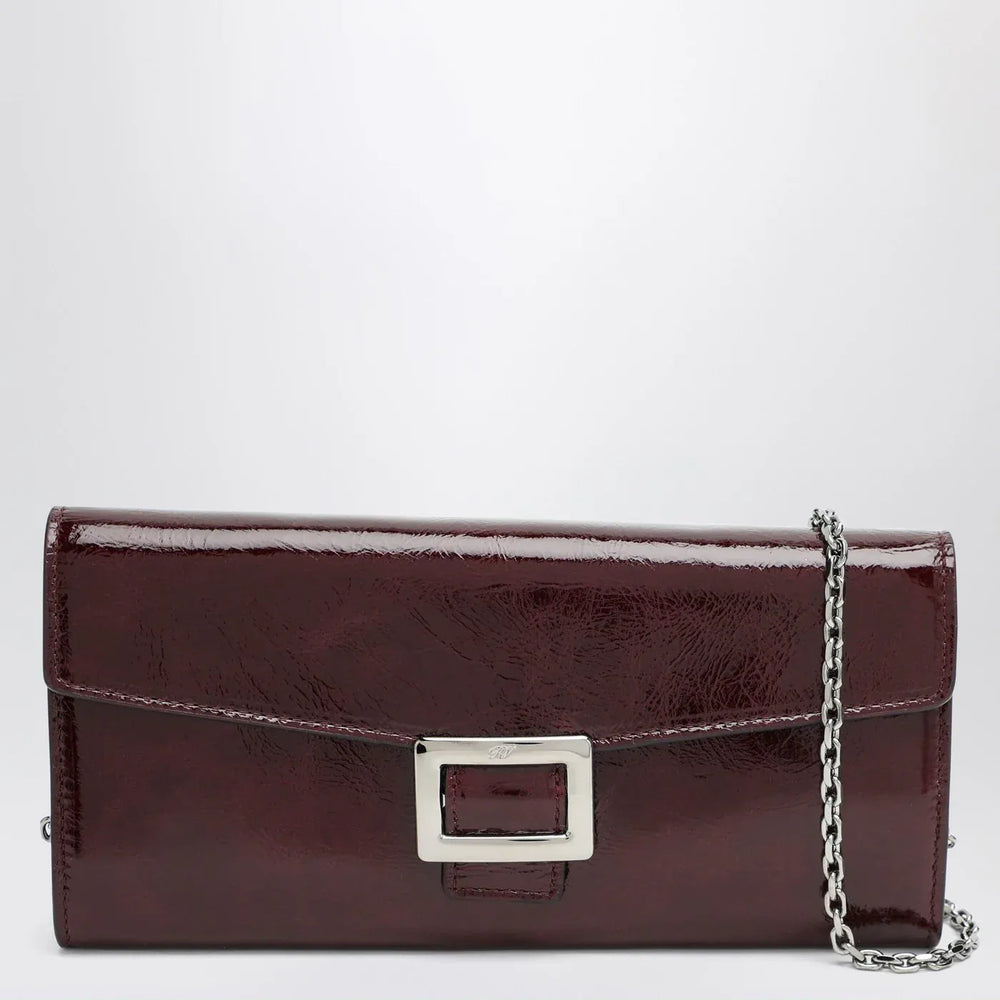 ROGER VIVIER - Belle Vivier dark violet patent leather wallet with chain Brand Apparel & Accessories TU