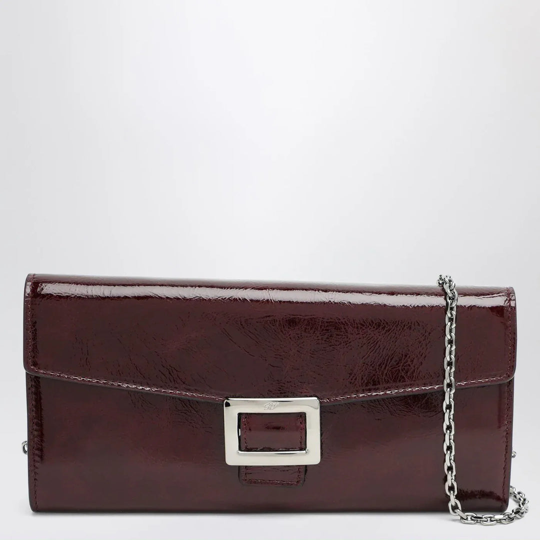ROGER VIVIER - Belle Vivier dark violet patent leather wallet with chain Brand Apparel &amp; Accessories TU