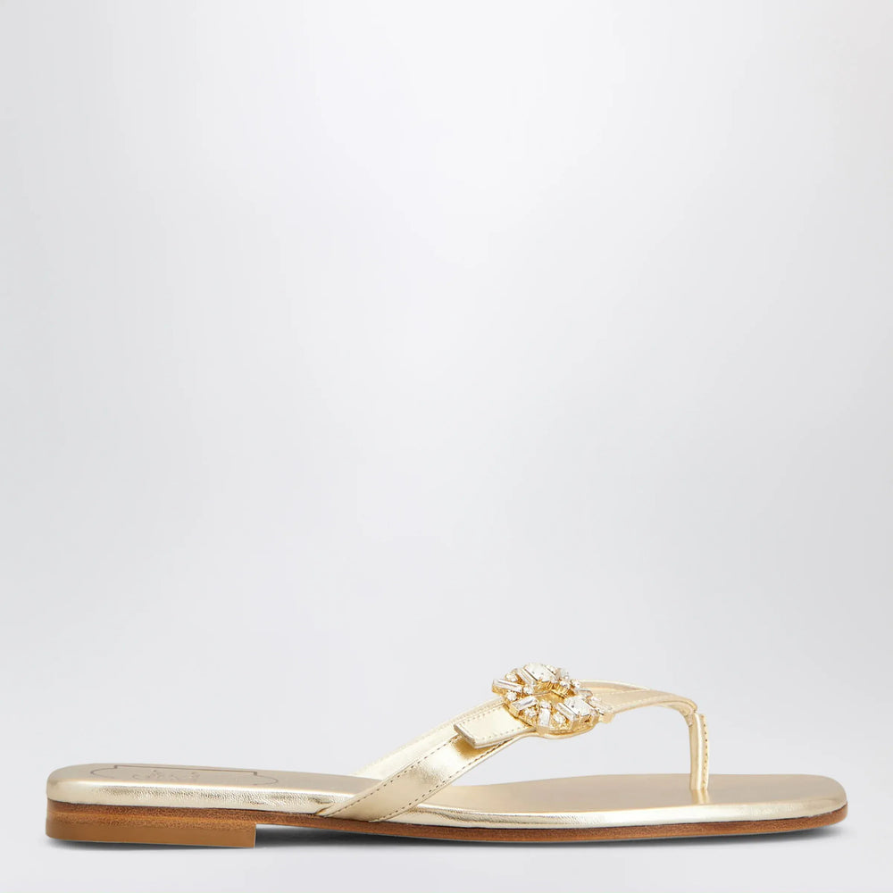 ROGER VIVIER - Gold metallic nappa leather slip-on Brand Apparel & Accessories 36 IT