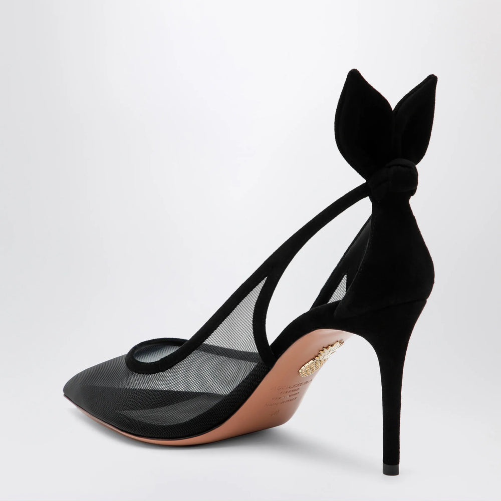 Aquazzura - Black bow-tie mesh pumps Brand Apparel & Accessories > Shoes