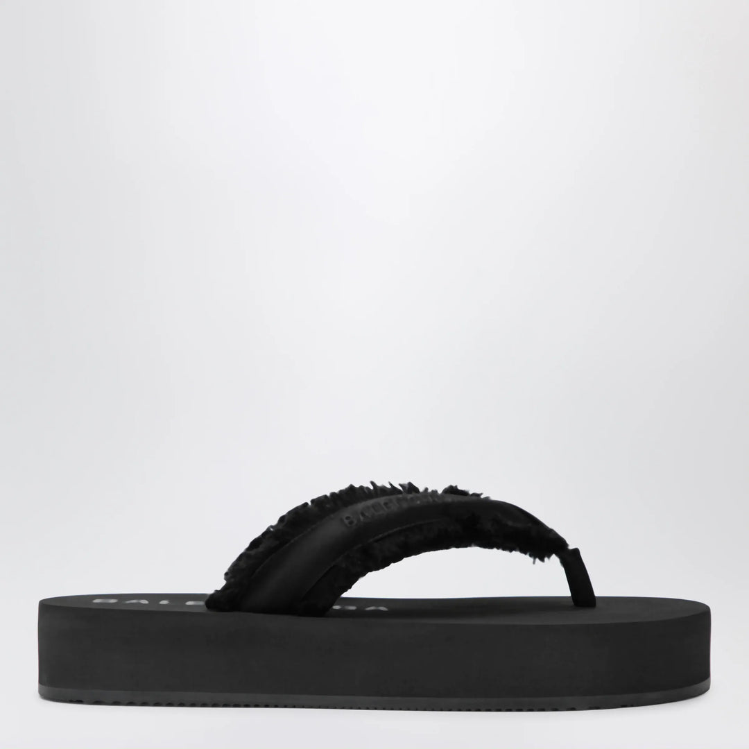 Balenciaga - Jet Lag thong sandals in black satin Brand Apparel & Accessories > Shoes 36 IT