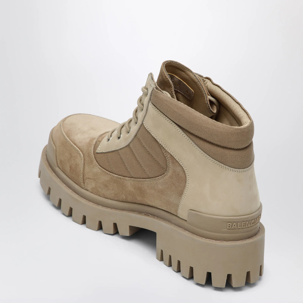 Balenciaga - Sand-colored nubuck Combat Strike boots Brand Apparel & Accessories > Shoes