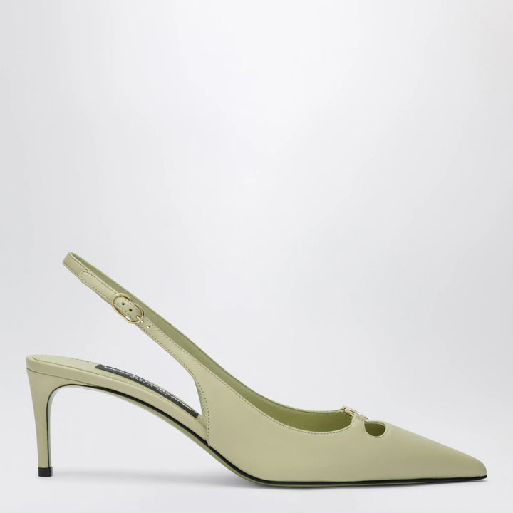 Dolce&amp;Gabbana - Lollo slingback pumps in silk nappa, sage Brand Apparel &amp; Accessories > Shoes 37,5 IT