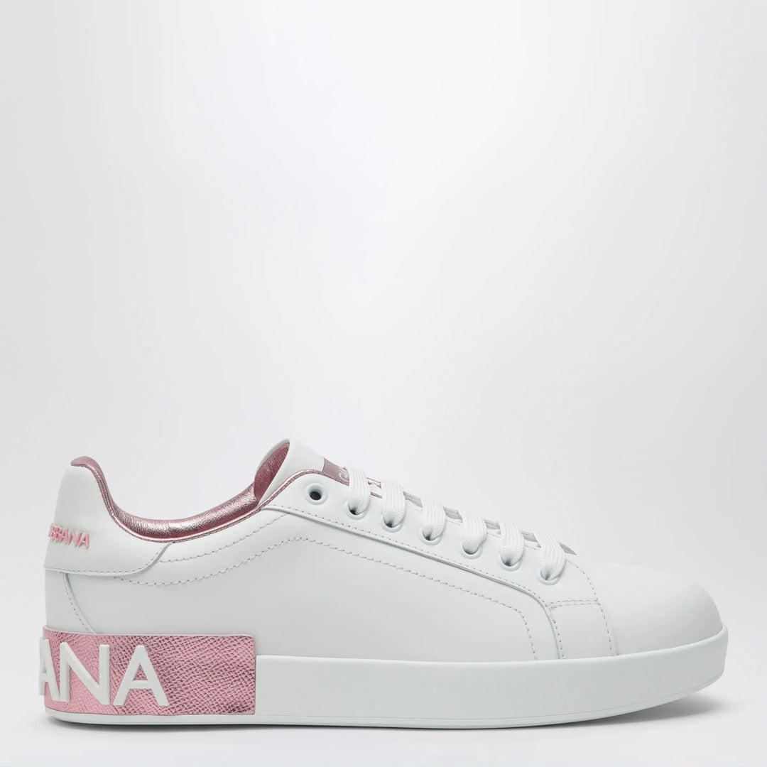 Dolce&amp;Gabbana - Portofino white/pink leather sneakers Brand Apparel &amp; Accessories > Shoes