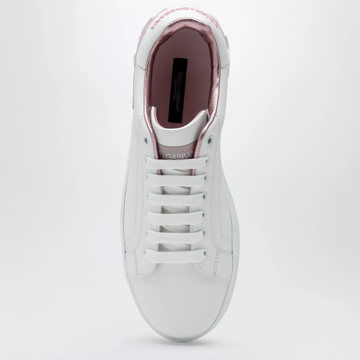 Dolce&amp;Gabbana - Portofino white/pink leather sneakers Brand Apparel &amp; Accessories > Shoes