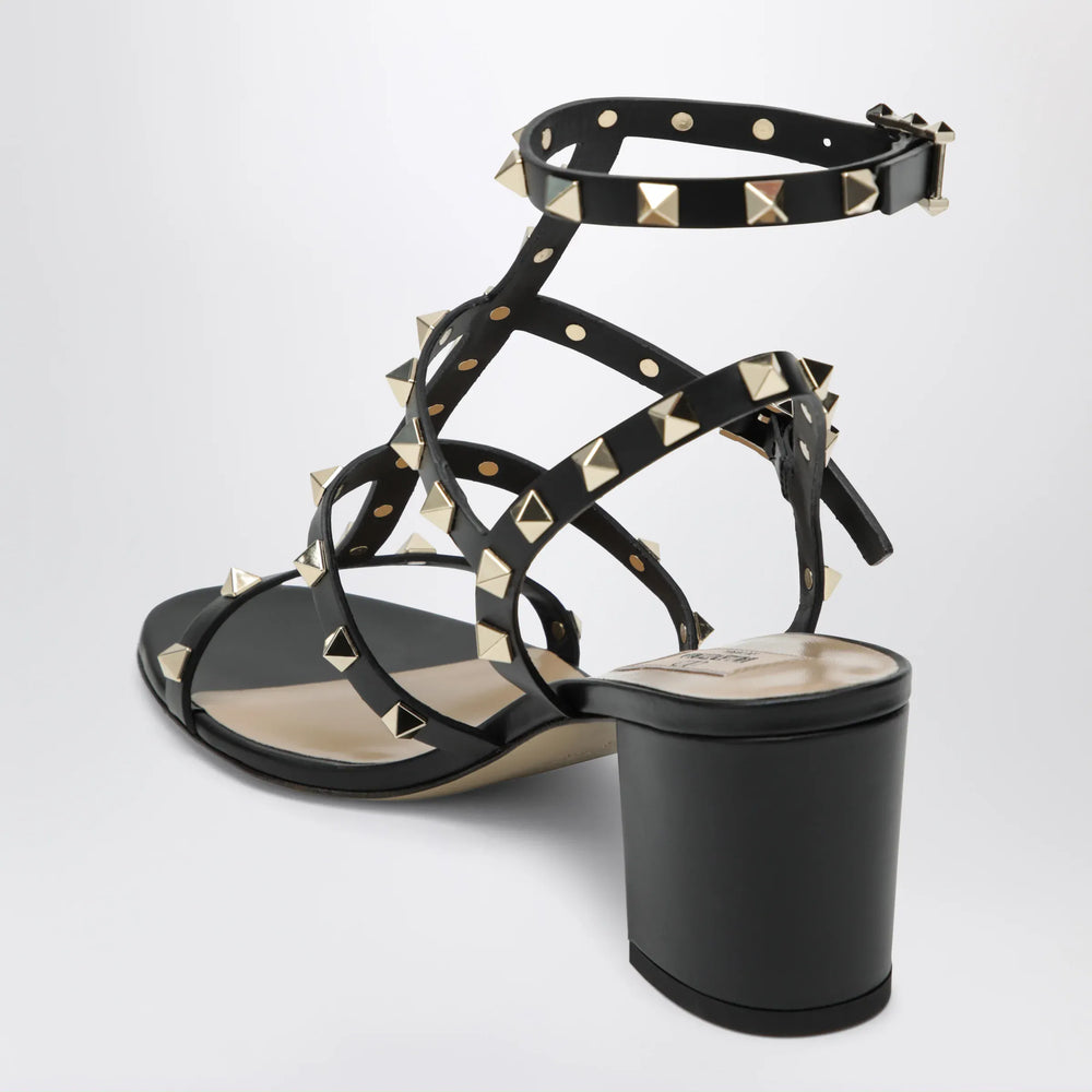 Valentino Garavani - Rockstud calfskin leather sandals with studs in black Brand Apparel & Accessories > Shoes