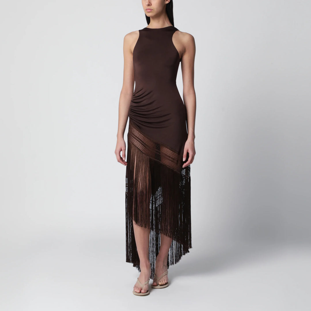 THE ANDAMANE - Marisol sleeveless maxi dress in jersey, dark brown Brand Apparel & Accessories 38  IT