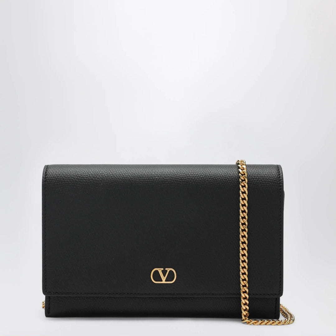 Valentino Garavani - VLogo Signature grained calfskin clutch in black Brand Apparel & Accessories TU