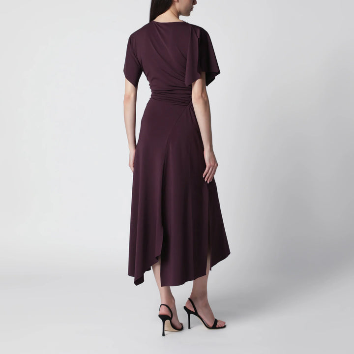 Victoria Beckham - Blackcurrant black draped midi dress Brand Apparel &amp; Accessories
