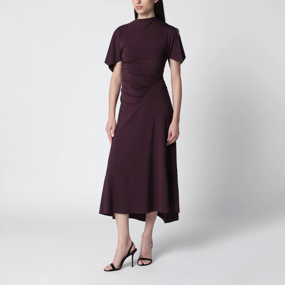 Victoria Beckham - Blackcurrant black draped midi dress Brand Apparel & Accessories 6 UK