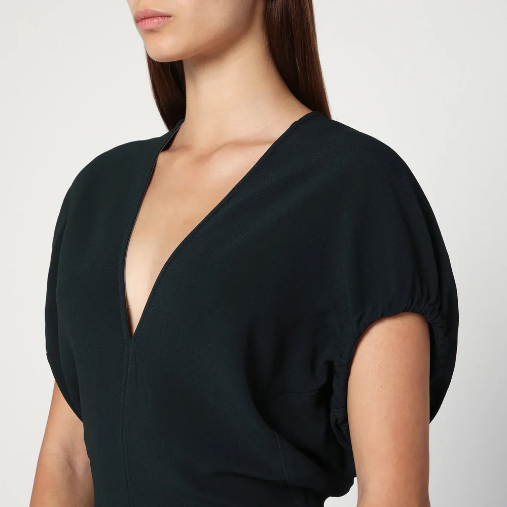 Victoria Beckham - Dark green midi dress in satin Brand Apparel & Accessories 6 UK