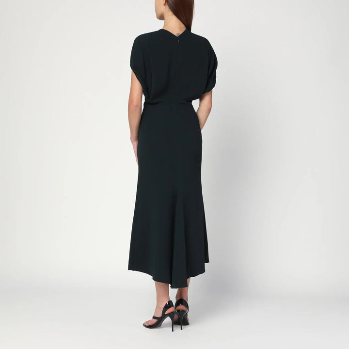 Victoria Beckham - Dark green midi dress in satin Brand Apparel &amp; Accessories 6 UK