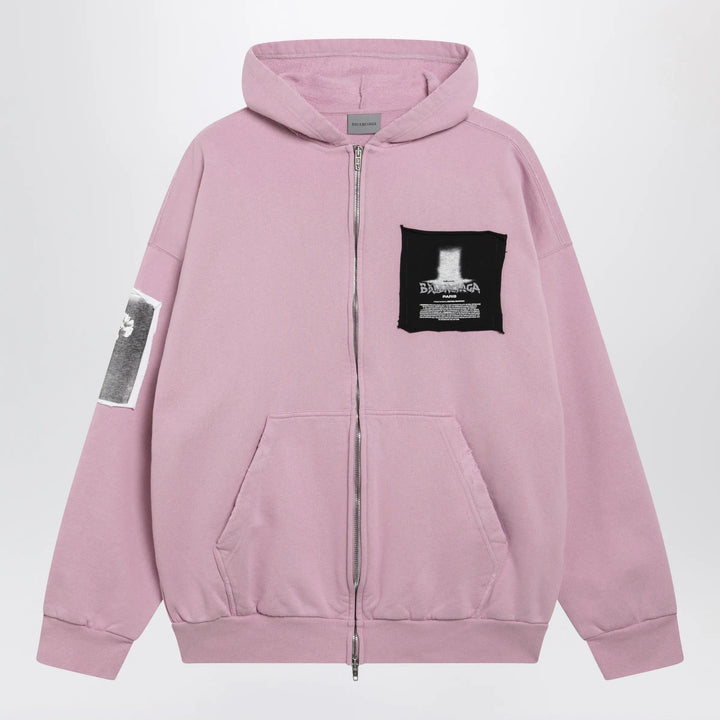 Balenciaga - Antique pink cotton jersey zip-up hoodie Brand S