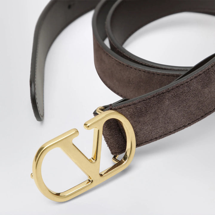 Valentino Garavani - VLogo Signature Belt in Ebony Suede Brand Belts