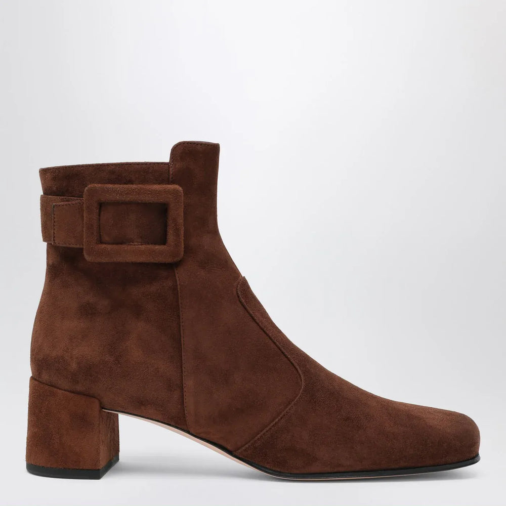 ROGER VIVIER - Très Vivier ankle boots in brown suede Brand Boots 39 IT