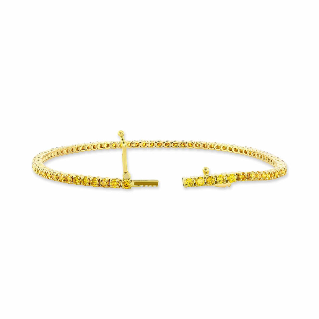 LEIBISH 2.88ct Fancy Vivid Orange Yellow Diamond Tennis Bracelet Brand Bracelet