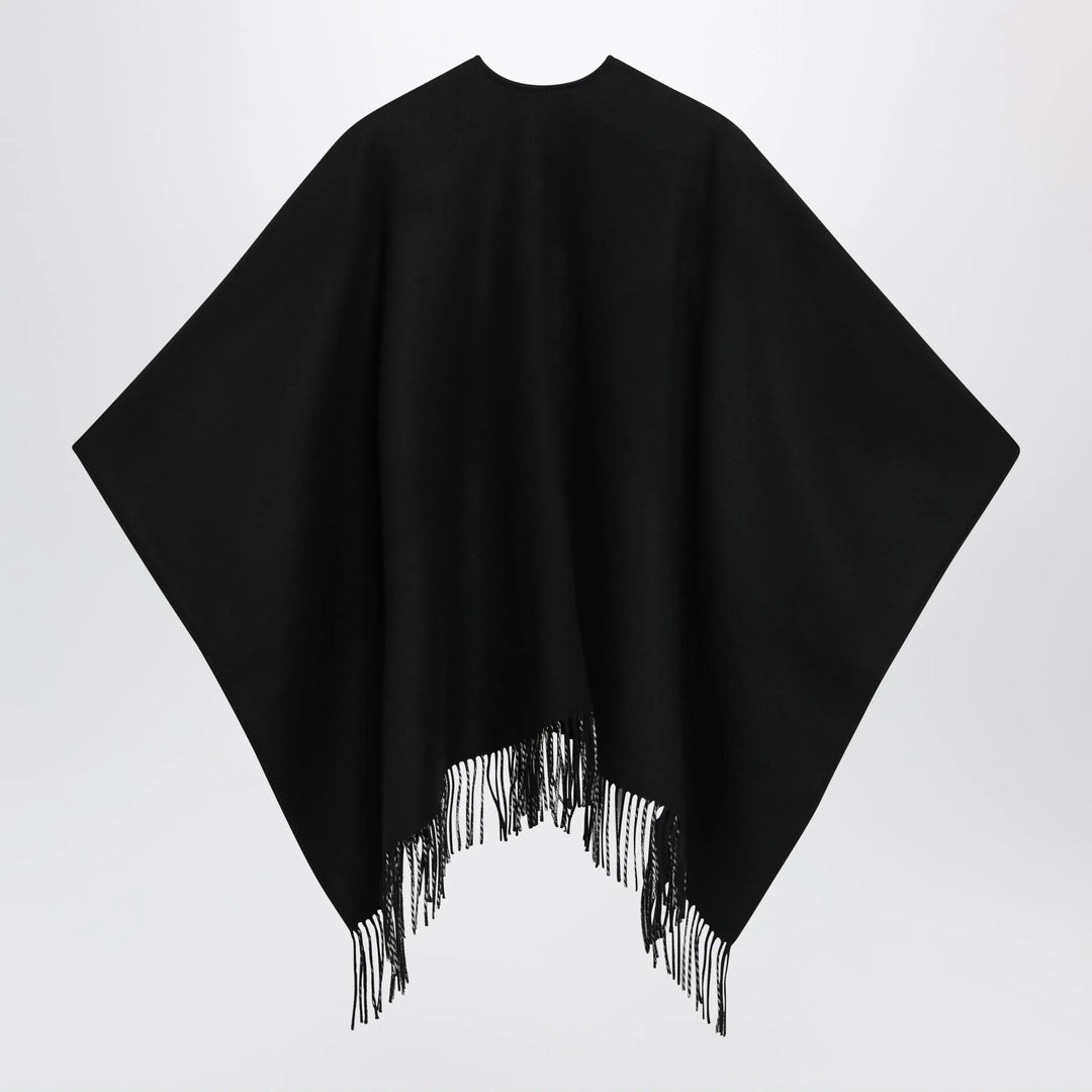 Burberry - Reversible wool check cape with fringes in black Brand Cape U