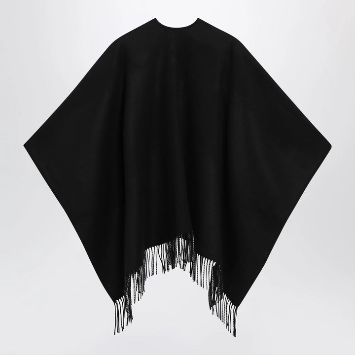Burberry - Reversible wool check cape with fringes in black Brand Cape U