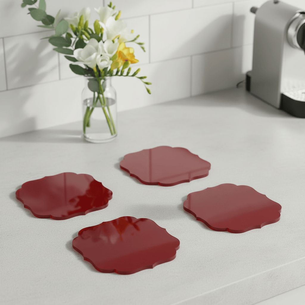 Mario Luca Giusti Acrylic Coasters Set of 4 Pcs Red Brand Coasters