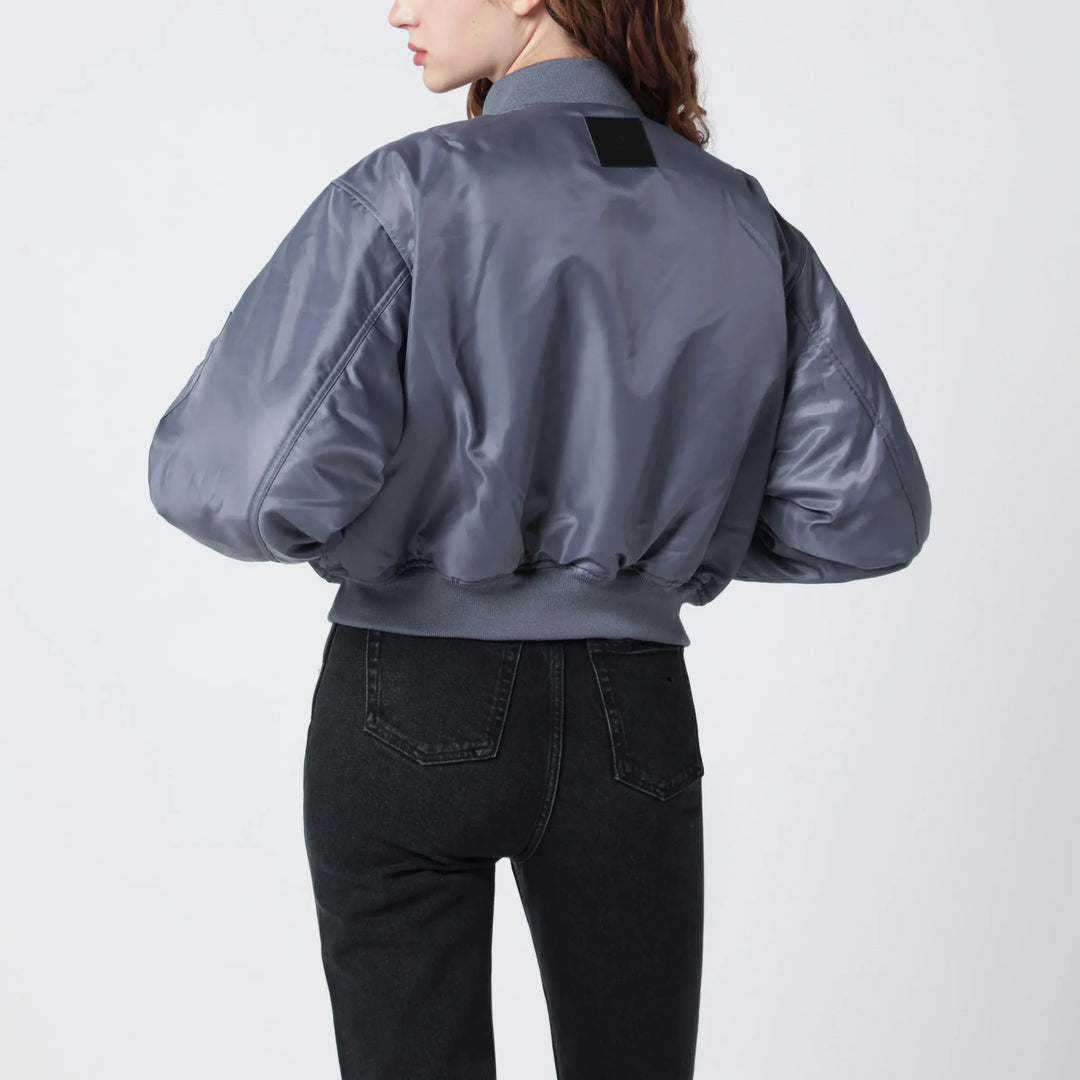ANINE BING - Leon grey cropped bomber jacket Brand Coats &amp; Jackets