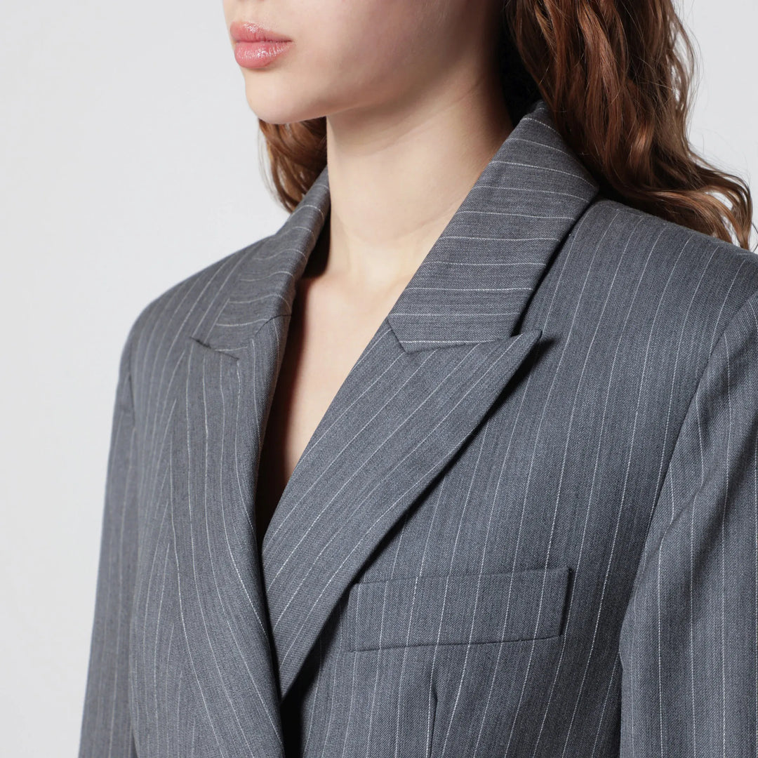 ANINE BING - Tiphaine blazer in light grey pinstripe fabric Brand Coats &amp; Jackets