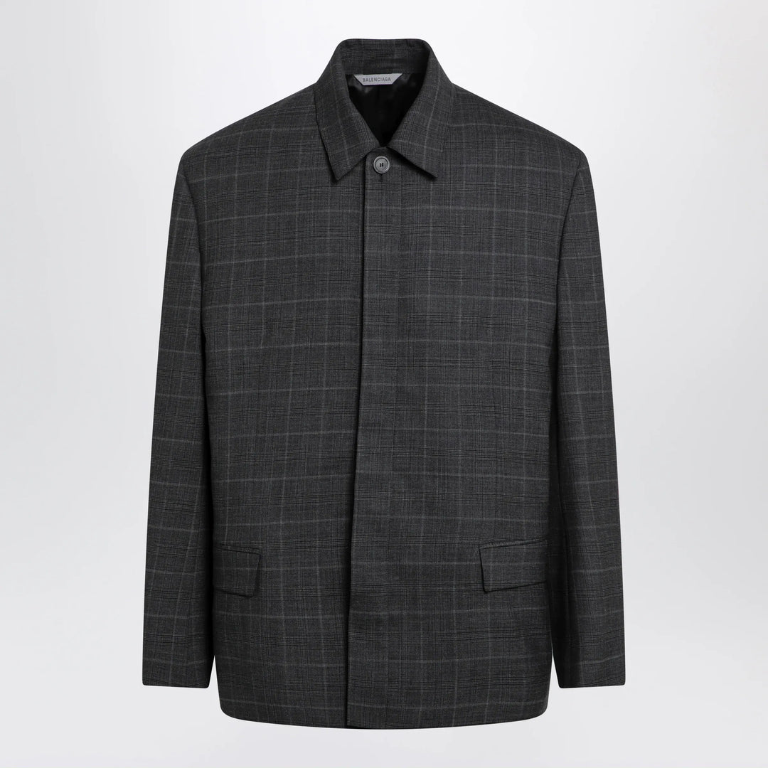 Balenciaga - Grey check wool jacket Brand Coats &amp; Jackets 46 IT