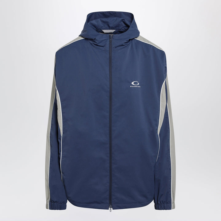 Coats &amp; Jackets Balenciaga - Washed-effect technical satin track jacket in navy Brand
