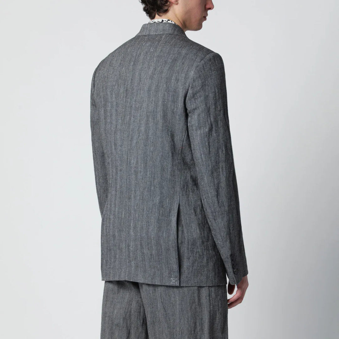 Dries Van Noten - Black herringbone double-breasted jacket Brand Coats &amp; Jackets 50 IT