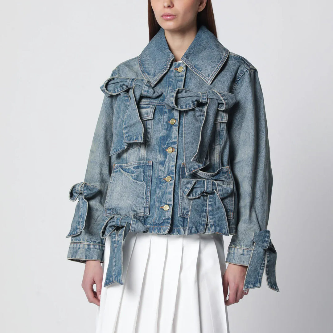 GANNI - Denim jacket with bows Brand Coats &amp; Jackets 34  FR