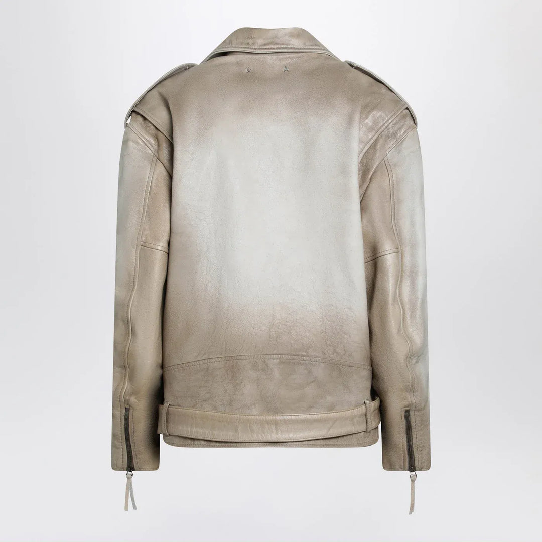 Golden Goose - Beige leather Phoebe jacket Brand Coats &amp; Jackets S