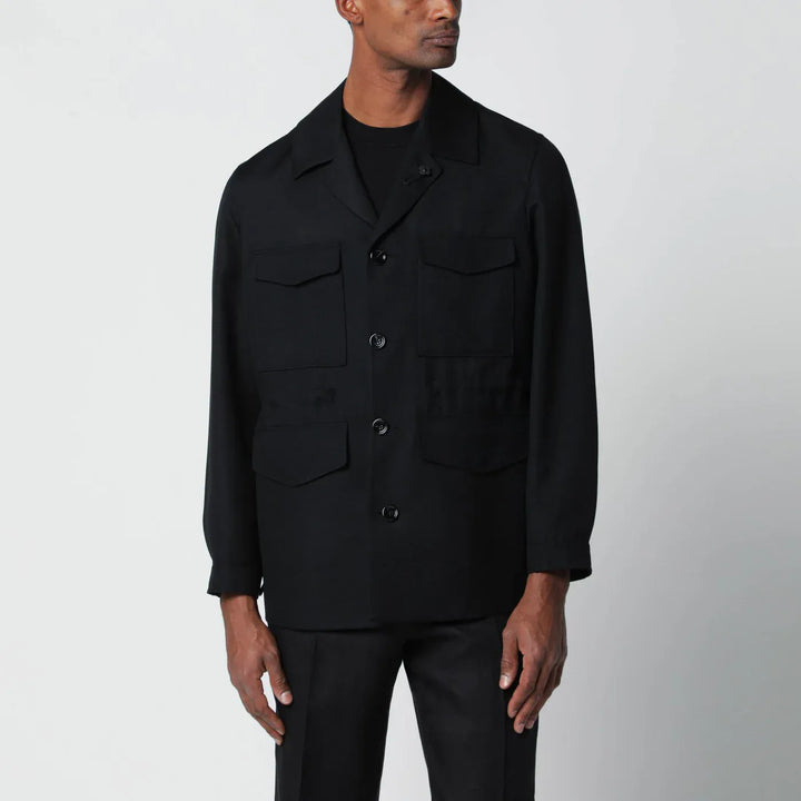 Lardini - Black viscose and silk-blend jacket Brand Coats &amp; Jackets 46 IT