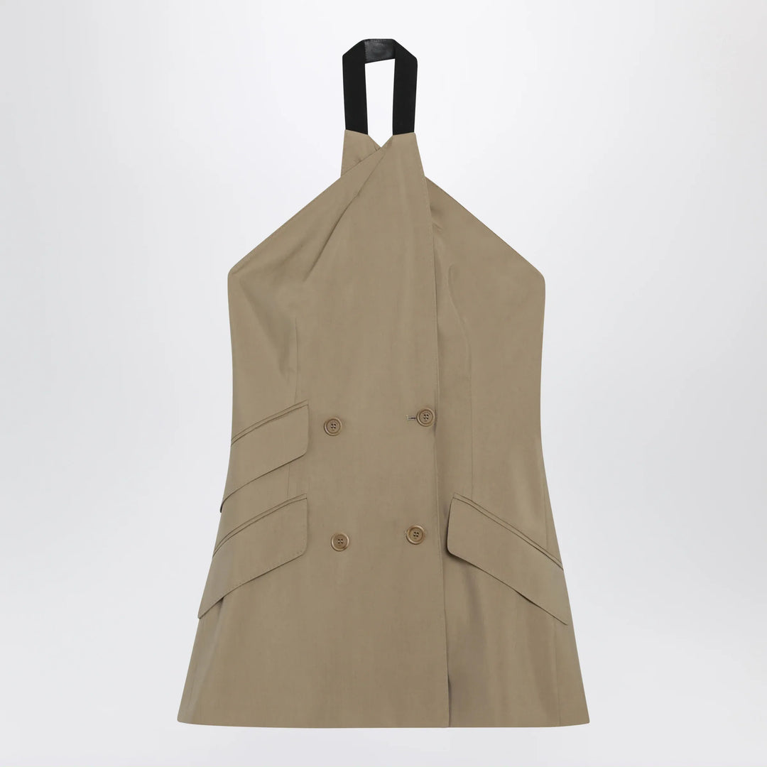 Max Mara - Sleeveless jacket in sand-colored wool and silk poplin Brand Coats &amp; Jackets 40  IT